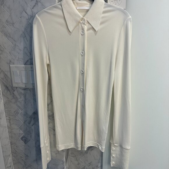 HELMUT LANG Off White Slim-Fit Stretch Button Down Shirt - Picture 4 of 7